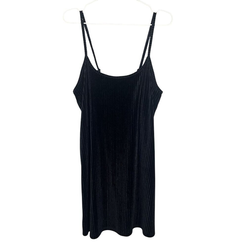 Retro Ribbed Velour Tank Mini Dress Black S Grunge Skater Romantic Fairy Chic